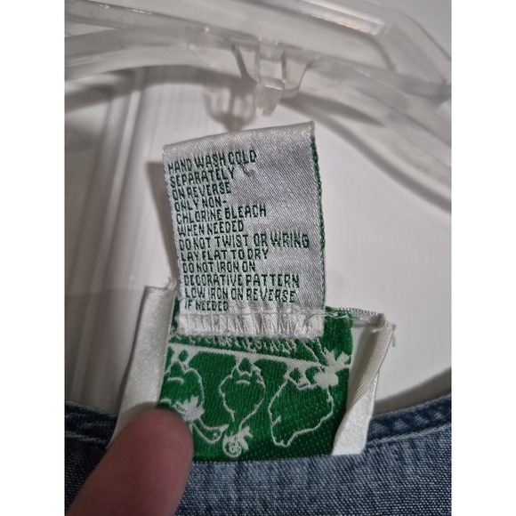 The Quacker Factory V-Neck Short Sleeve Denim Dress Embroidered Floral Size 2XL - Picture 9 of 9